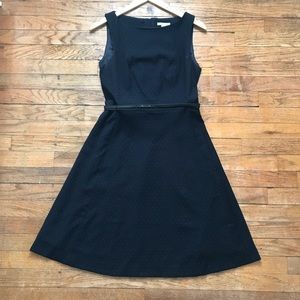 Navy Pin Dot A-Line Dress